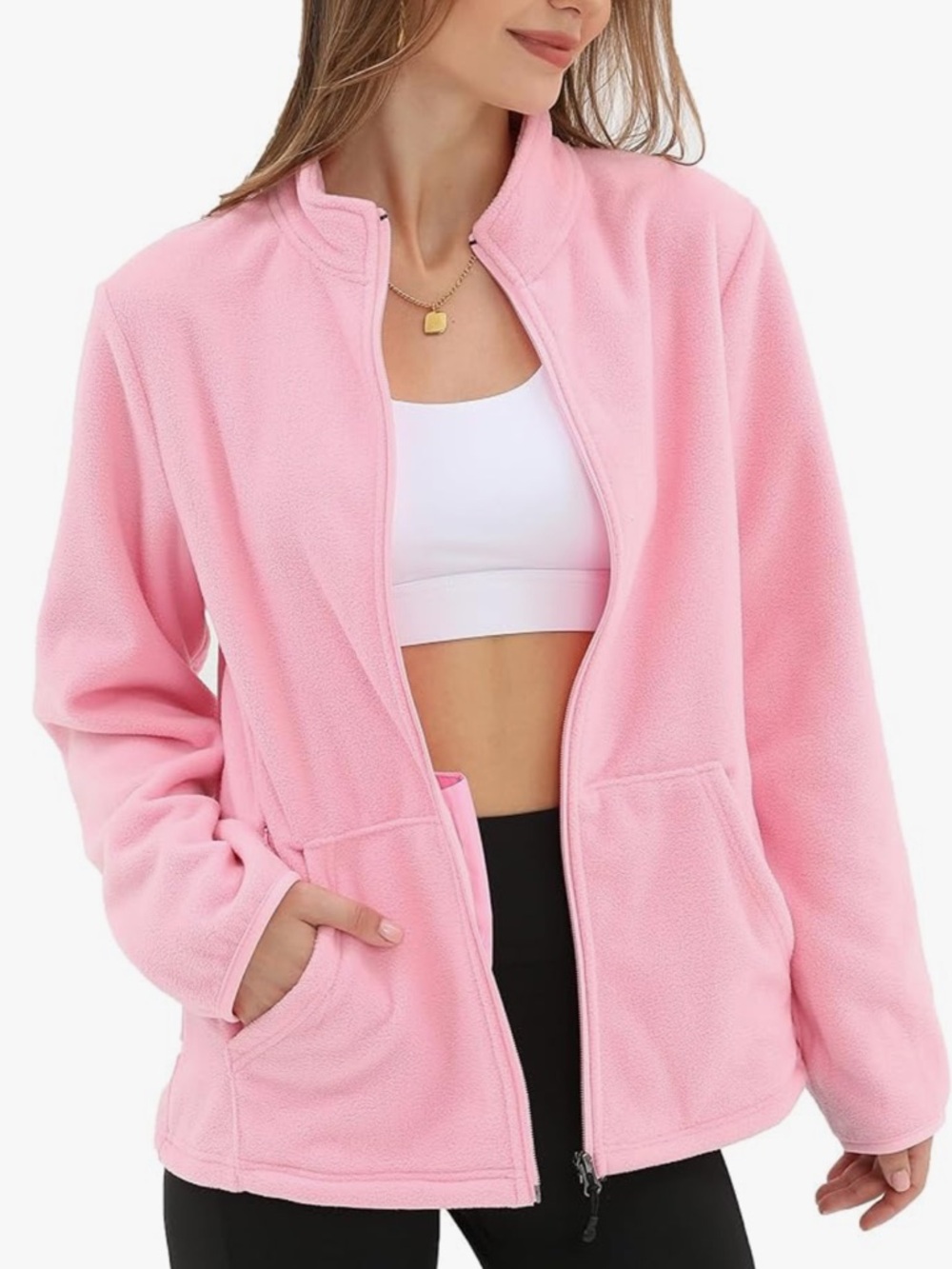 Women’s Argstar Pink Fleece Zip-Up 6-Pocket Jacket